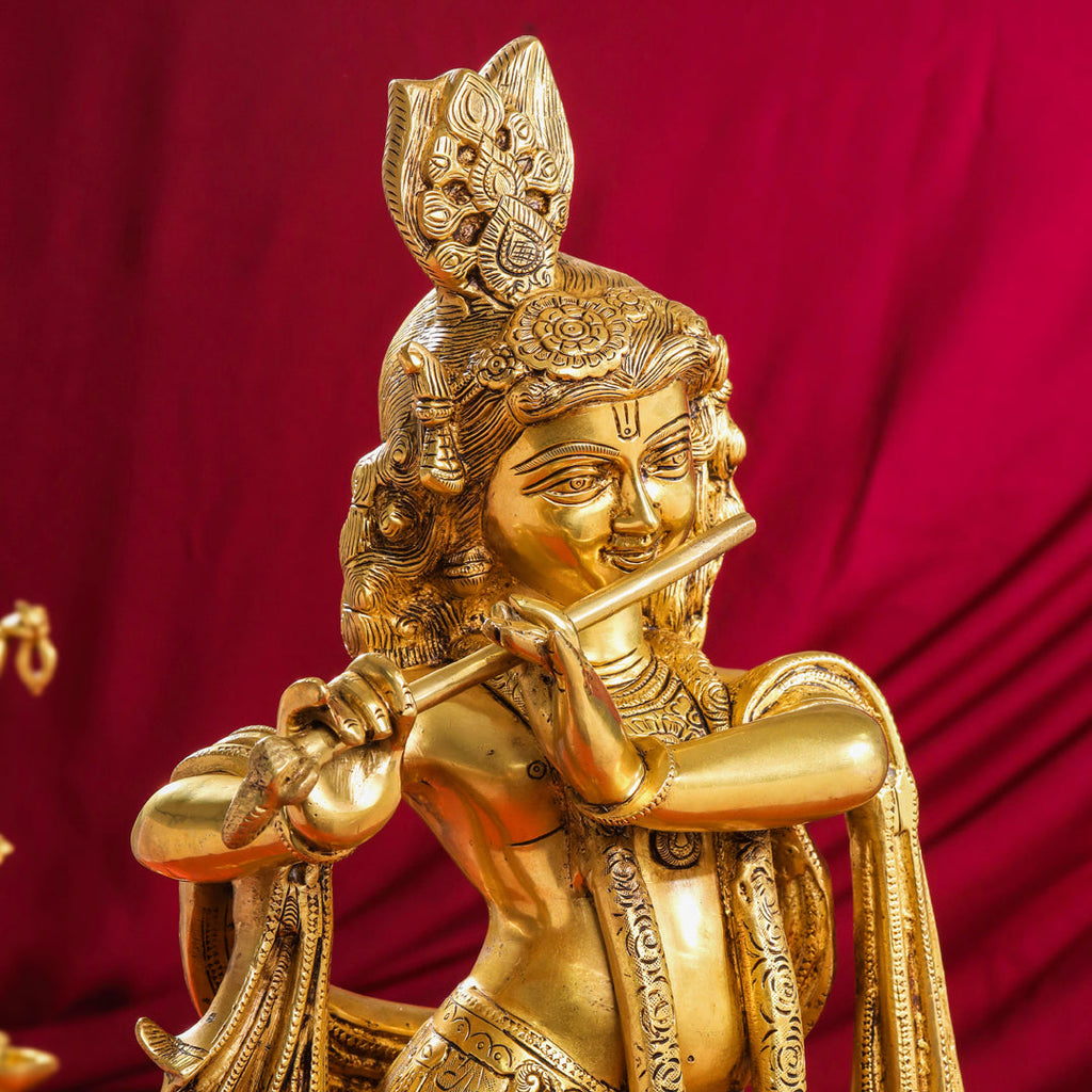 Brass Standing Krishna Idol (24.5 Inch) Vedansh Craft