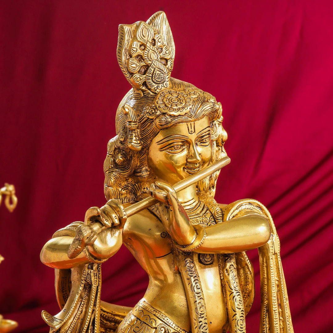Brass Standing Krishna Idol (24.5 Inch) Vedansh Craft