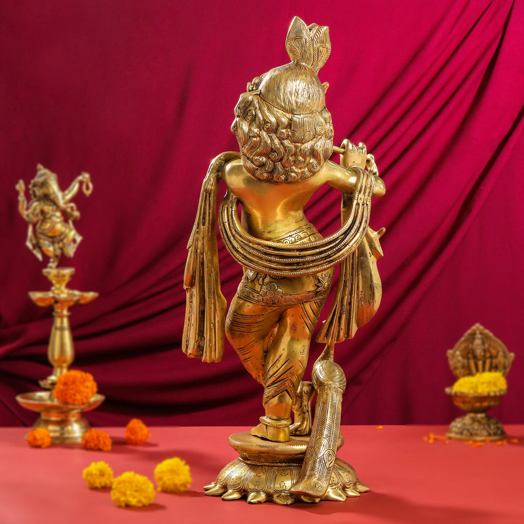 Brass Standing Krishna Idol (24.5 Inch) Vedansh Craft