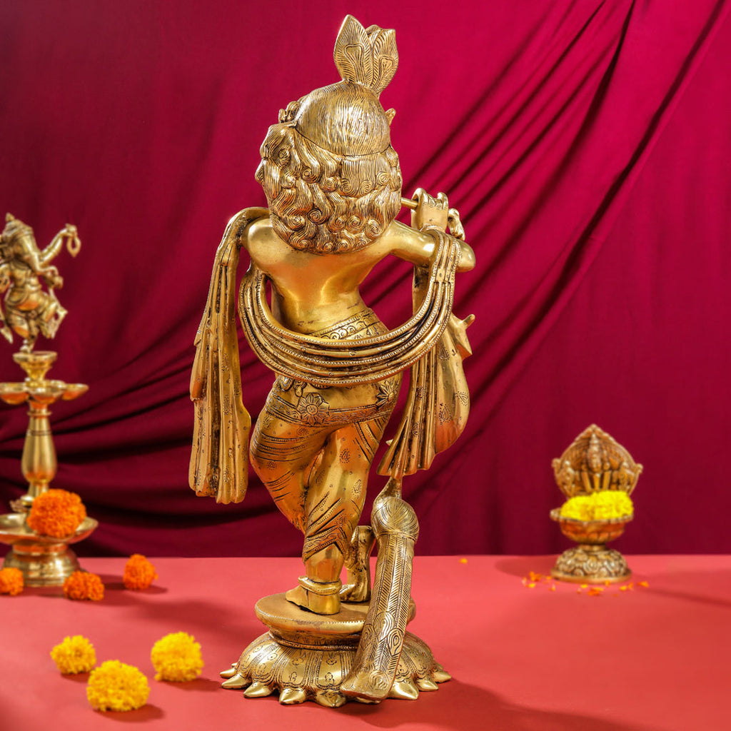 Brass Standing Krishna Idol (24.5 Inch) Vedansh Craft