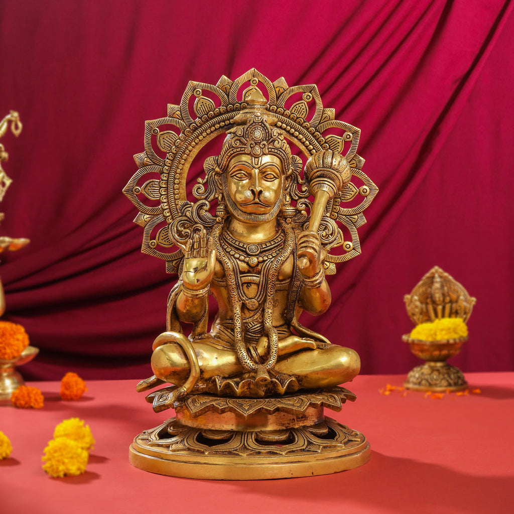 Brass Sitting Hanuman Statue (18 Inch) Vedansh Craft