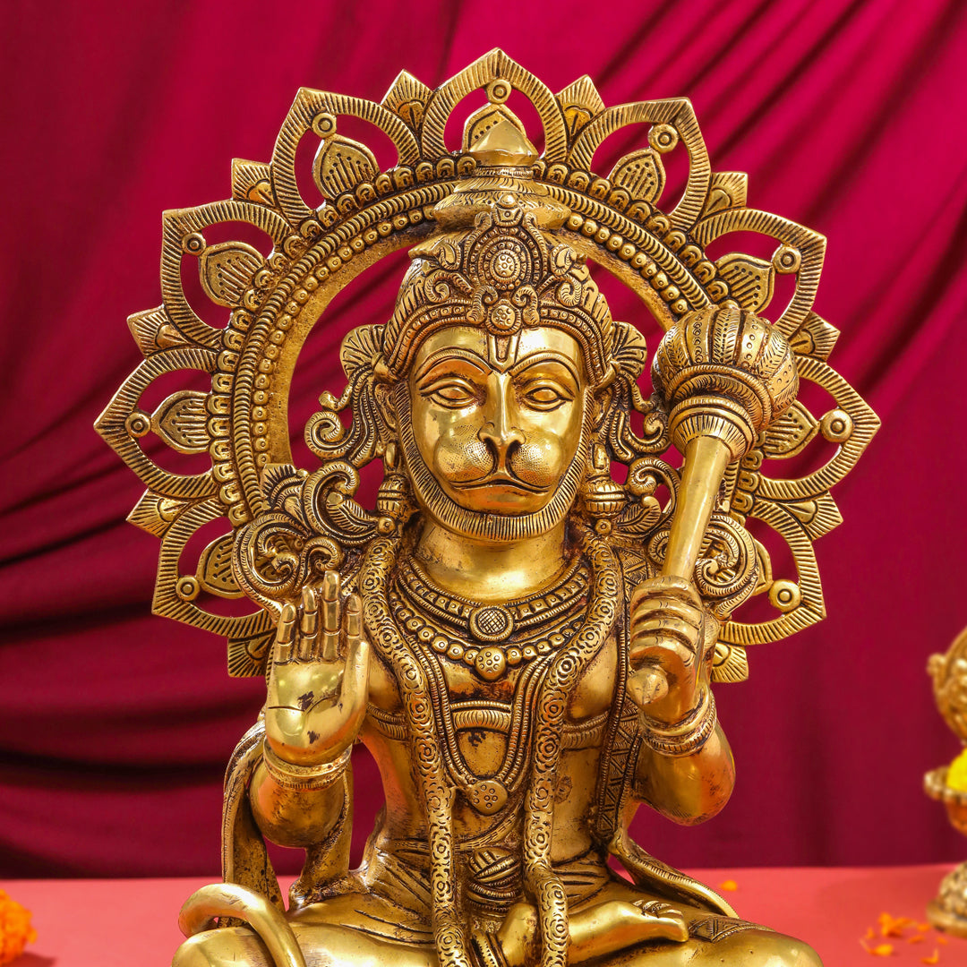 Brass Sitting Hanuman Statue (18 Inch) Vedansh Craft