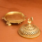 Brass Tortoise Peacock Dhoop Dani & Incense Holder (5 Inch) Vedansh Craft