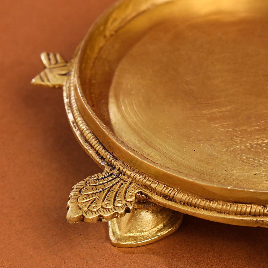 Brass Tortoise Peacock Dhoop Dani & Incense Holder (5 Inch) Vedansh Craft