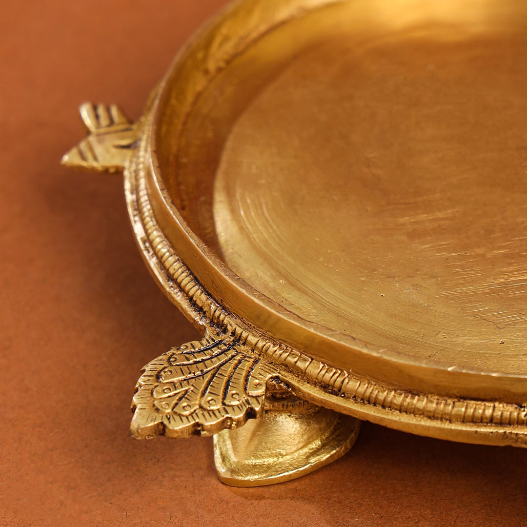 Brass Tortoise Peacock Dhoop Dani & Incense Holder (5 Inch) Vedansh Craft