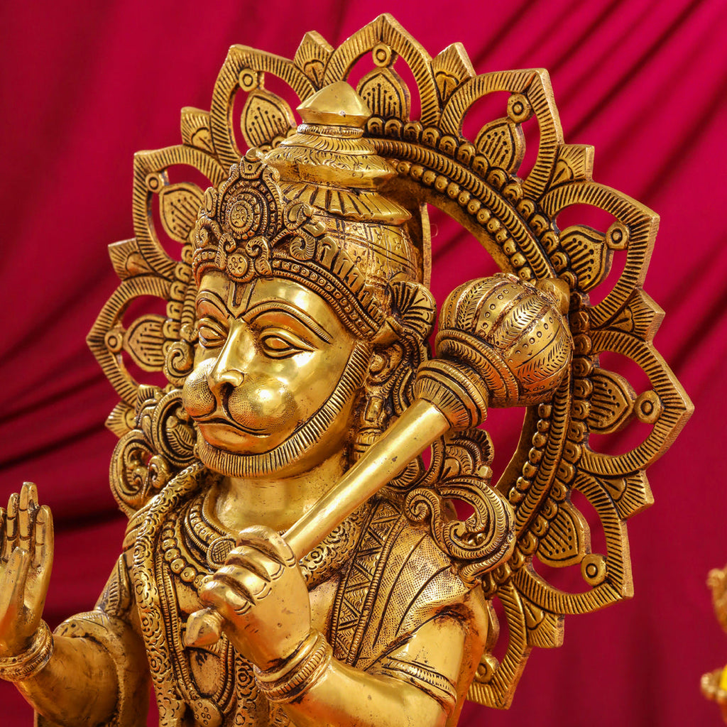 Brass Sitting Hanuman Statue (18 Inch) Vedansh Craft