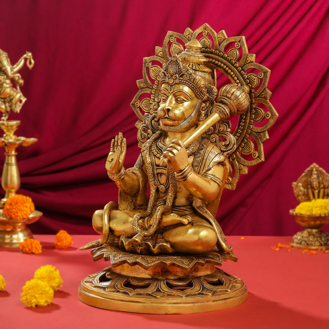 Brass Sitting Hanuman Statue (18 Inch) Vedansh Craft