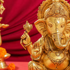 Brass Superfine Lord Sitting Ganesha Idol (14") Vedansh Craft