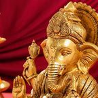 Brass Superfine Lord Sitting Ganesha Idol (14") Vedansh Craft