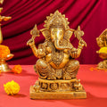 Brass Lord Sitting Ganesha Idol (10.5 Inch)