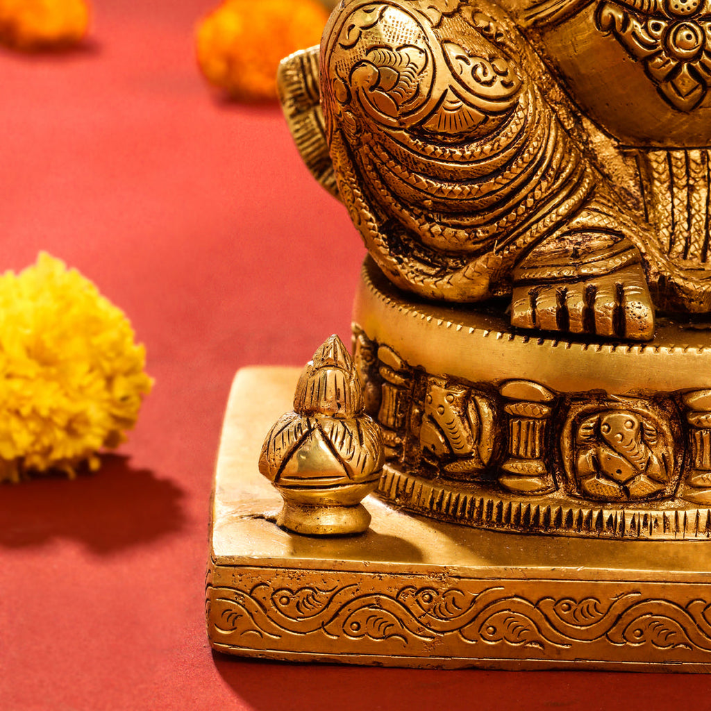 Brass Lord Sitting Ganesha Idol (10.5 Inch) Vedansh Craft