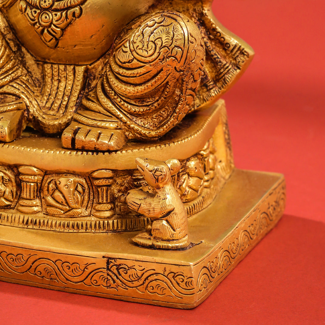 Brass Lord Sitting Ganesha Idol (10.5 Inch) Vedansh Craft