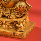 Brass Lord Sitting Ganesha Idol (10.5 Inch)
