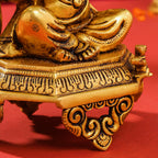 Brass Sitting Ganesha And Lakshmi On Throne Set (11 Inch) Vedansh Craft