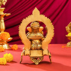 Brass Sitting Ganesha And Lakshmi On Throne Set (11 Inch) Vedansh Craft