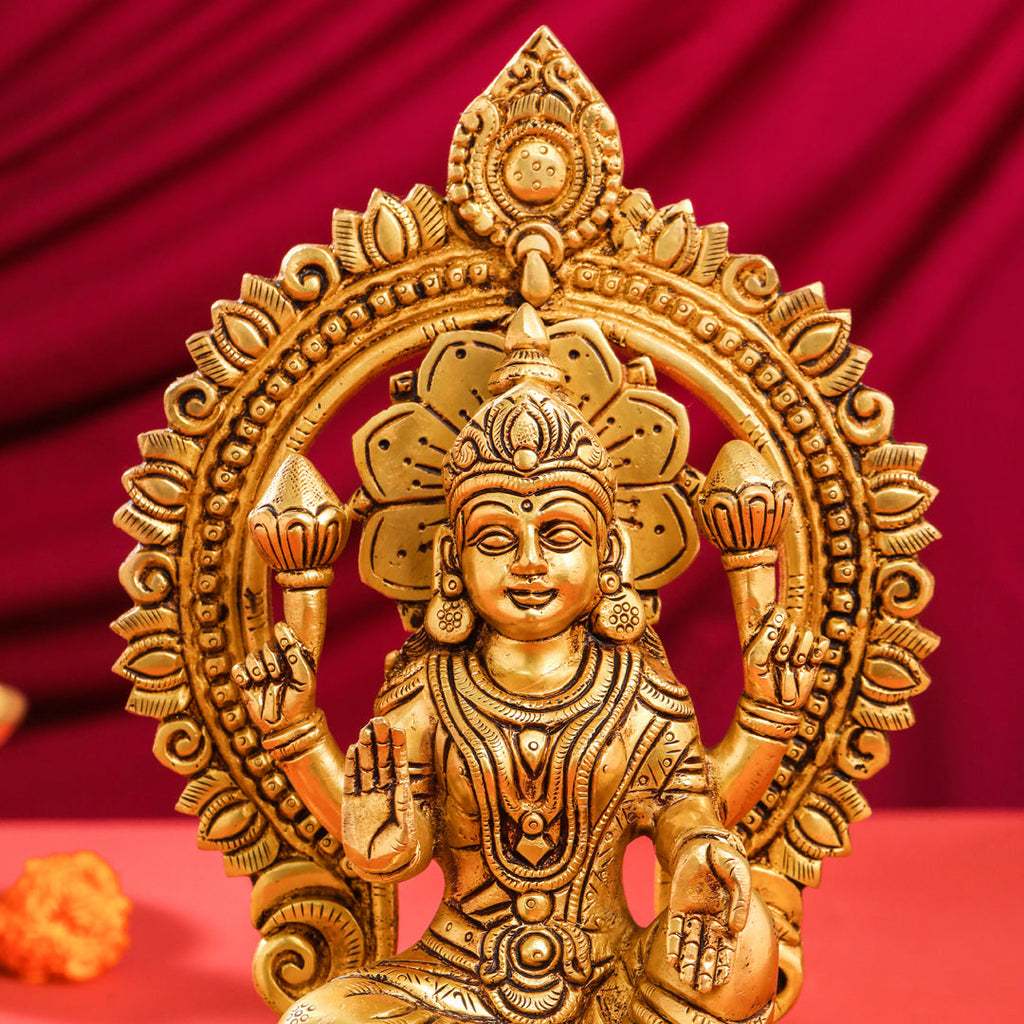 Brass Sitting Ganesha And Lakshmi On Throne Set (11 Inch) Vedansh Craft