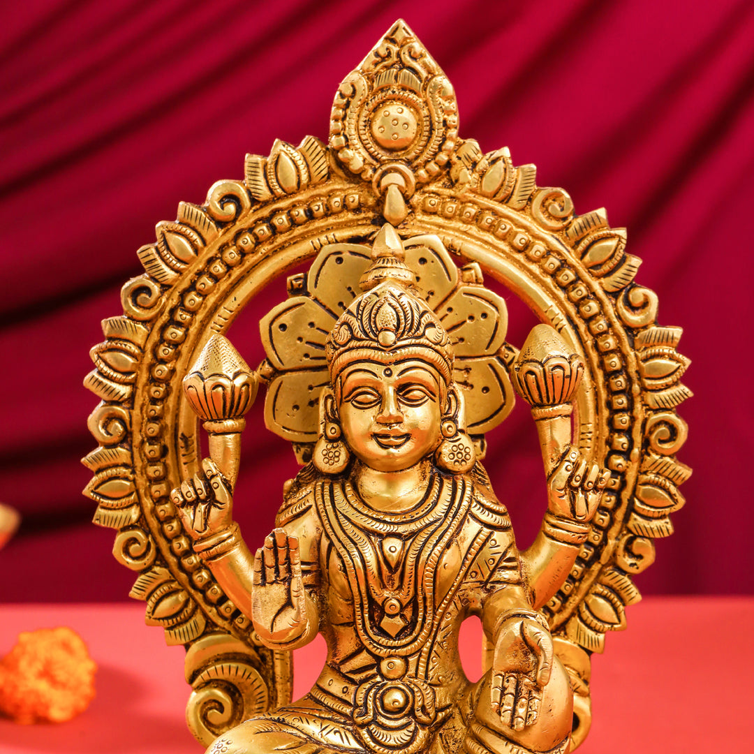 Brass Sitting Ganesha And Lakshmi On Throne Set (11 Inch) Vedansh Craft
