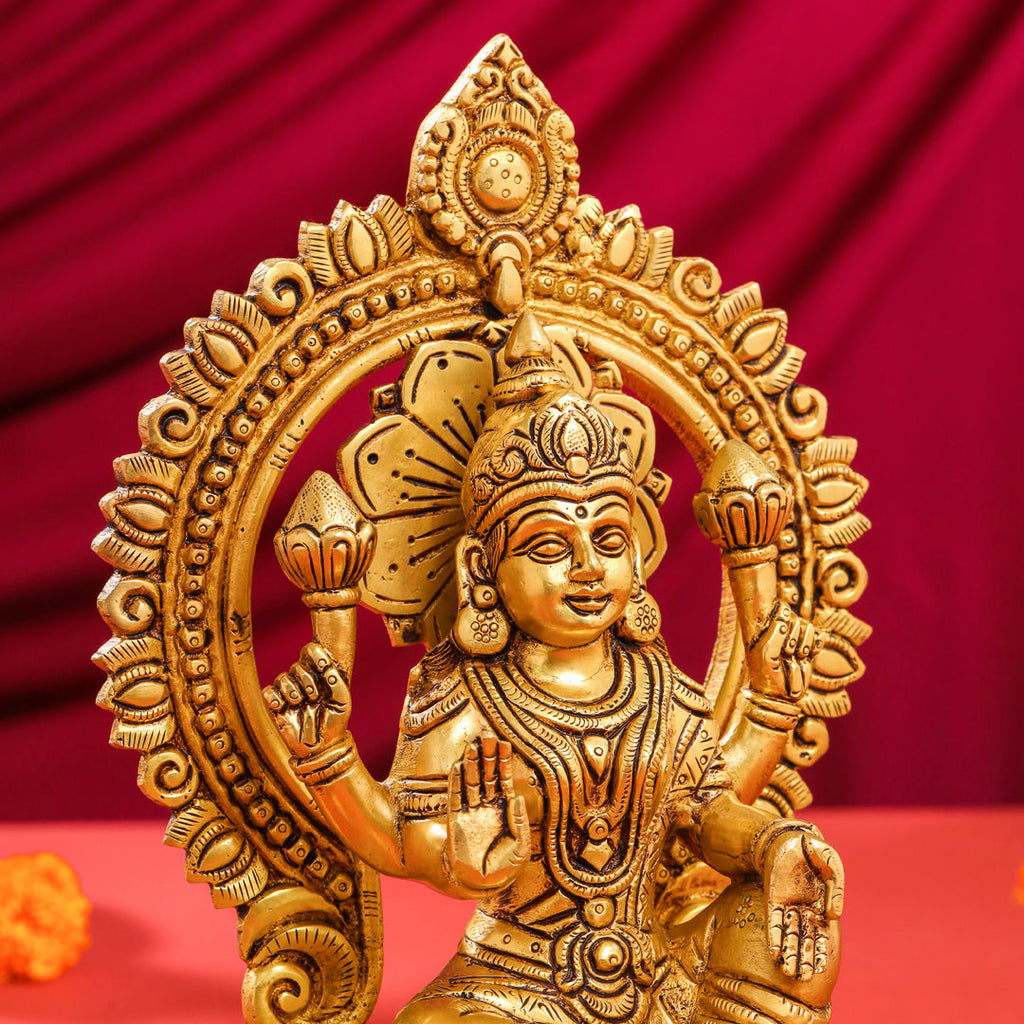 Brass Sitting Ganesha And Lakshmi On Throne Set (11 Inch) Vedansh Craft