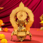Brass Sitting Ganesha And Lakshmi On Throne Set (11 Inch) Vedansh Craft