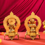 Brass Sitting Ganesha And Lakshmi On Throne Set (11 Inch) Vedansh Craft