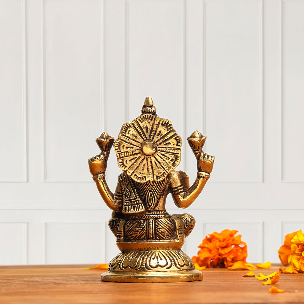 Brass Goddess Sitting Lakshmi Idol (4.5 Inch) Vedansh Craft