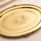 Brass Handcrafted Oval Tray / Platter Vedansh Craft