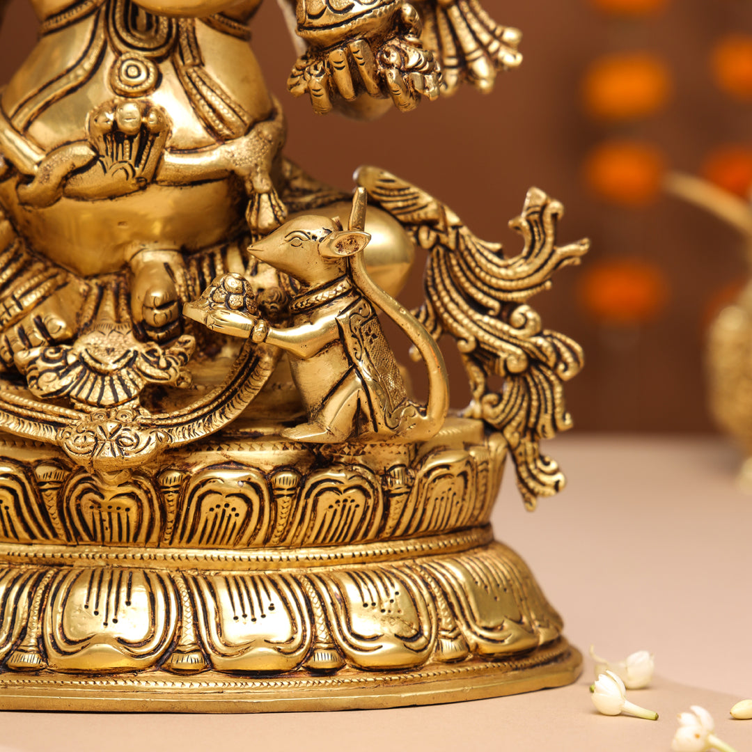 Brass Lord Sitting Ganesha Idol (15 Inch) Vedansh Craft