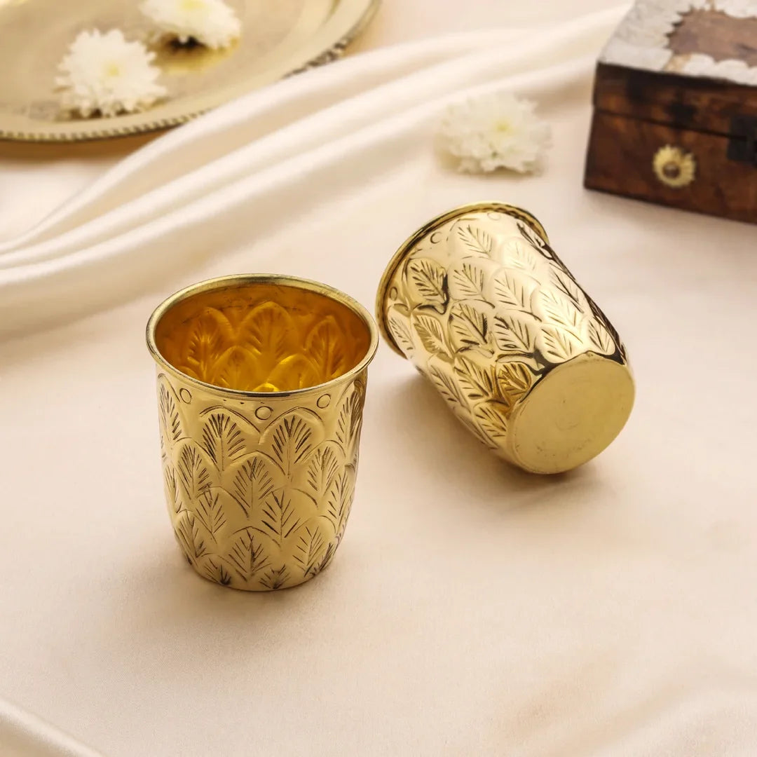 Brass Glass Pair (3.5 Inch) Vedansh Craft