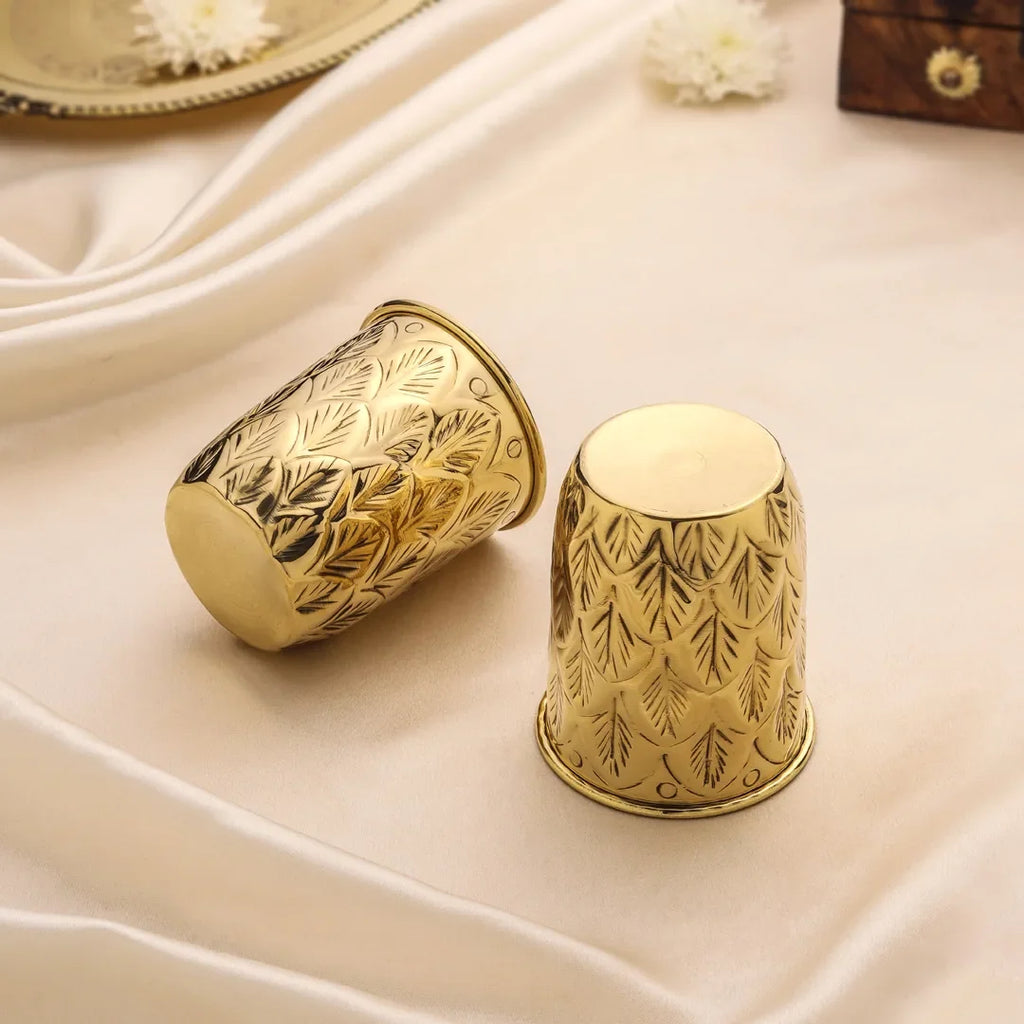 Brass Glass Pair (3.5 Inch) Vedansh Craft