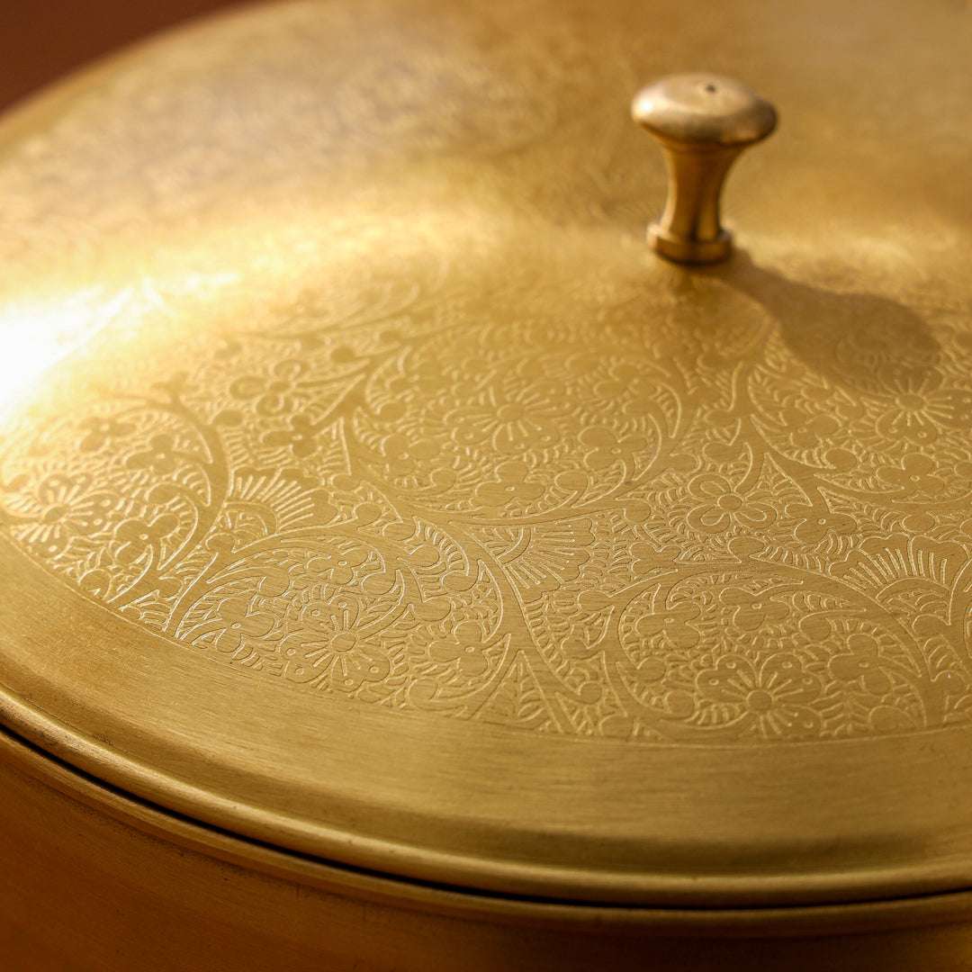 Brass Matt Finish Roti/Chapati box (4.5 Inch) Vedansh Craft