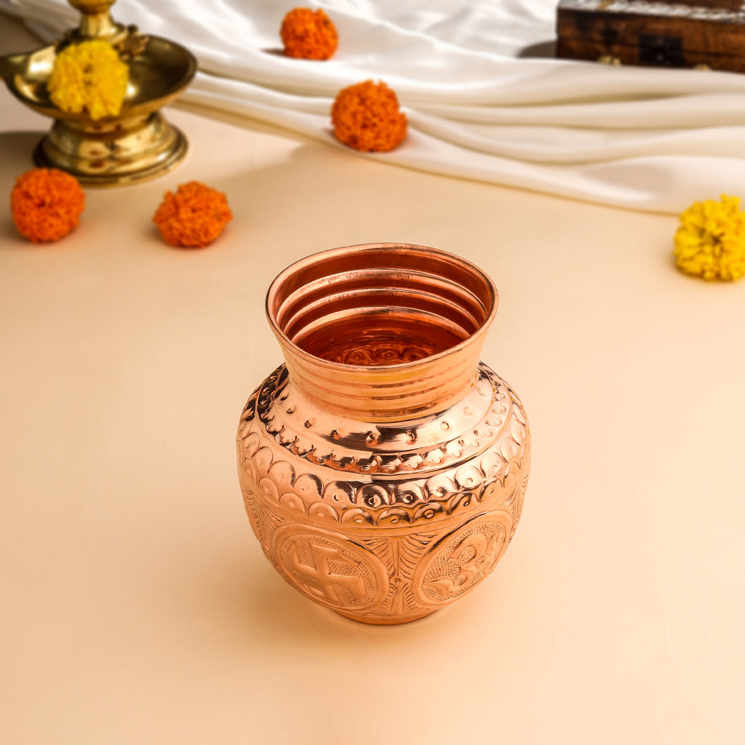 Copper Ashtalakshmi Pooja Kalash (4.2 Inch) Vedansh Craft