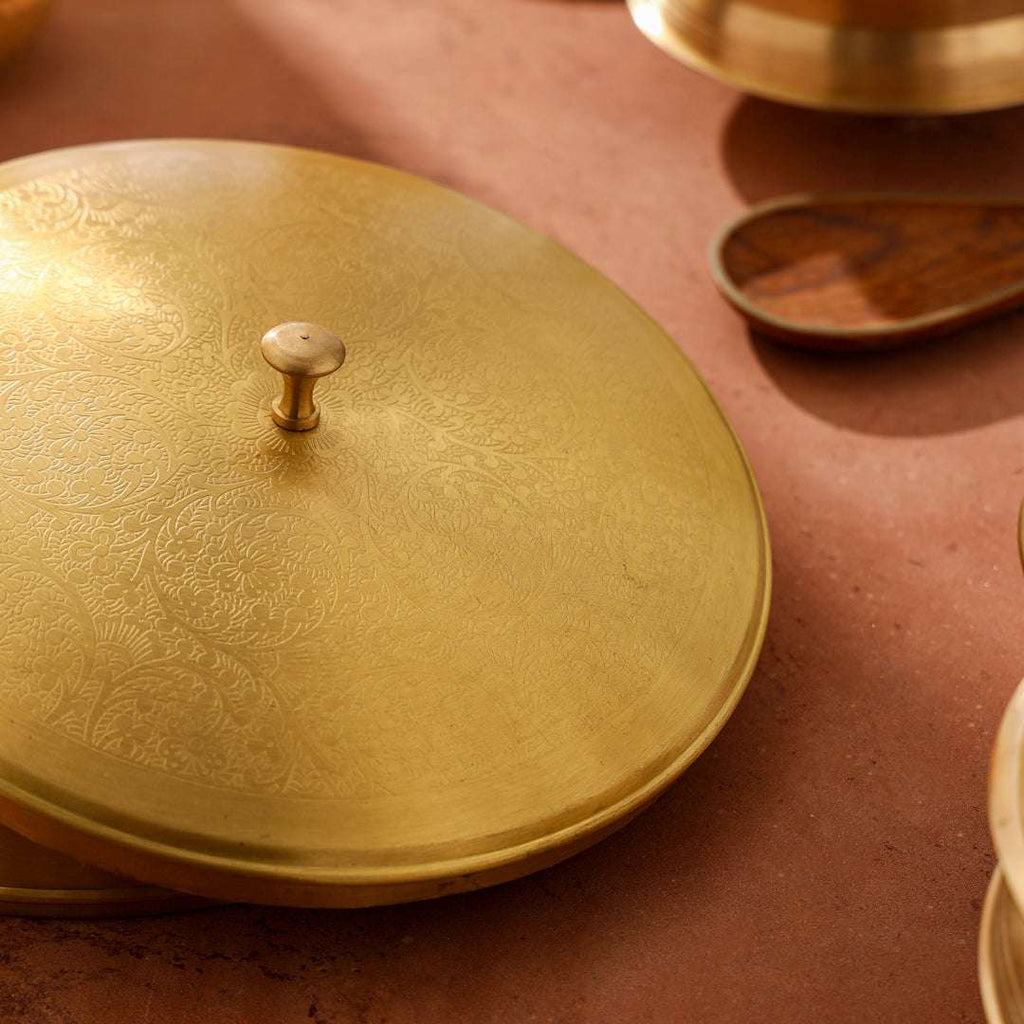 Brass Matt Finish Roti/Chapati box (4.5 Inch) Vedansh Craft