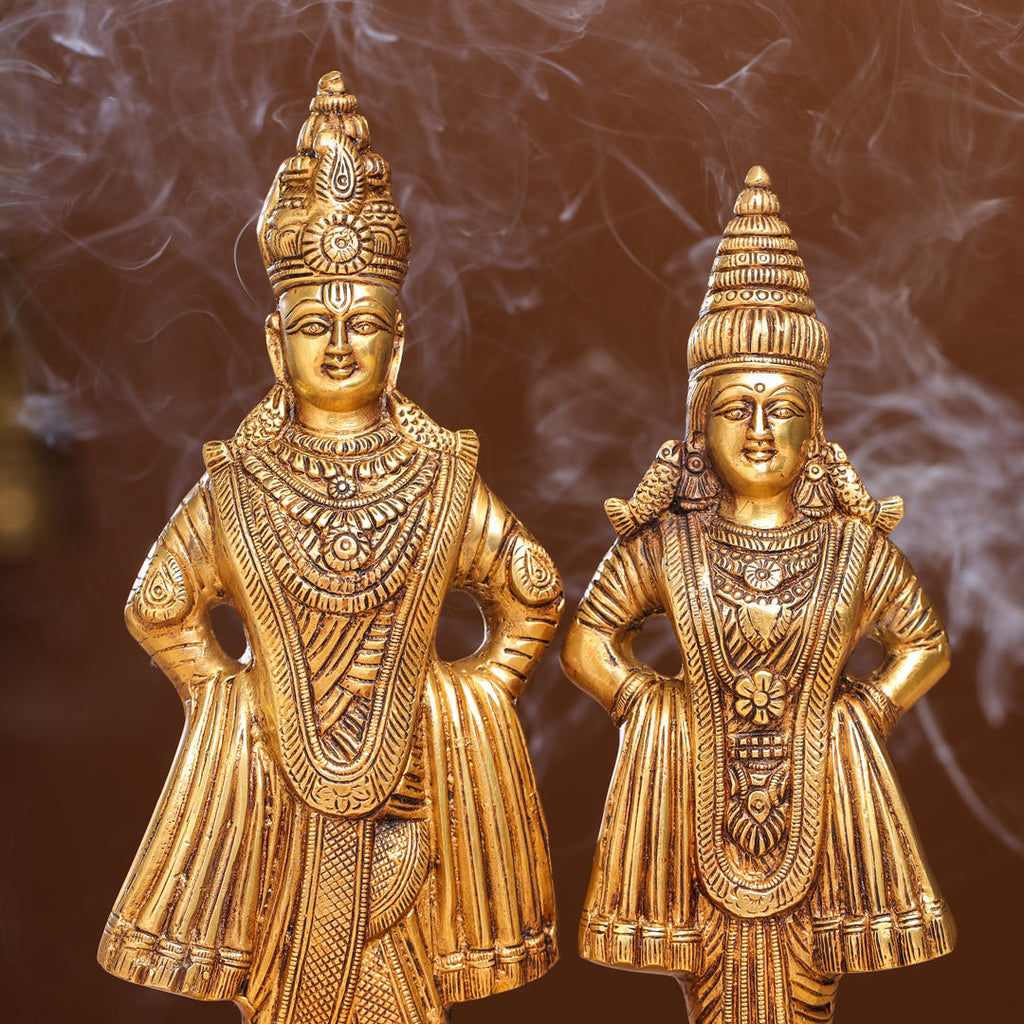 Brass Vitthal Rukmini Statue (13.5 Inch) Vedansh Craft
