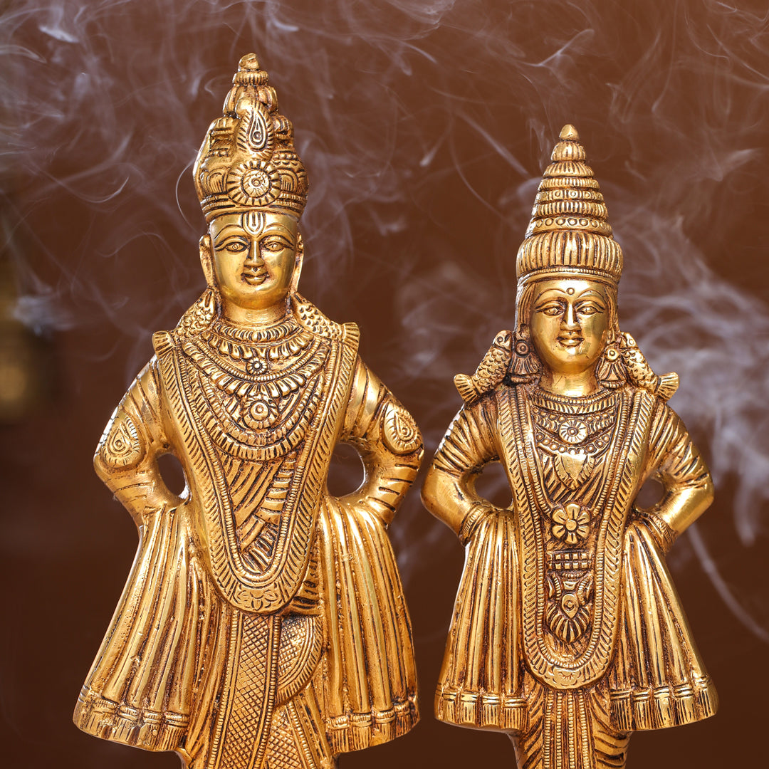 Brass Vitthal Rukmini Statue (13.5 Inch) Vedansh Craft