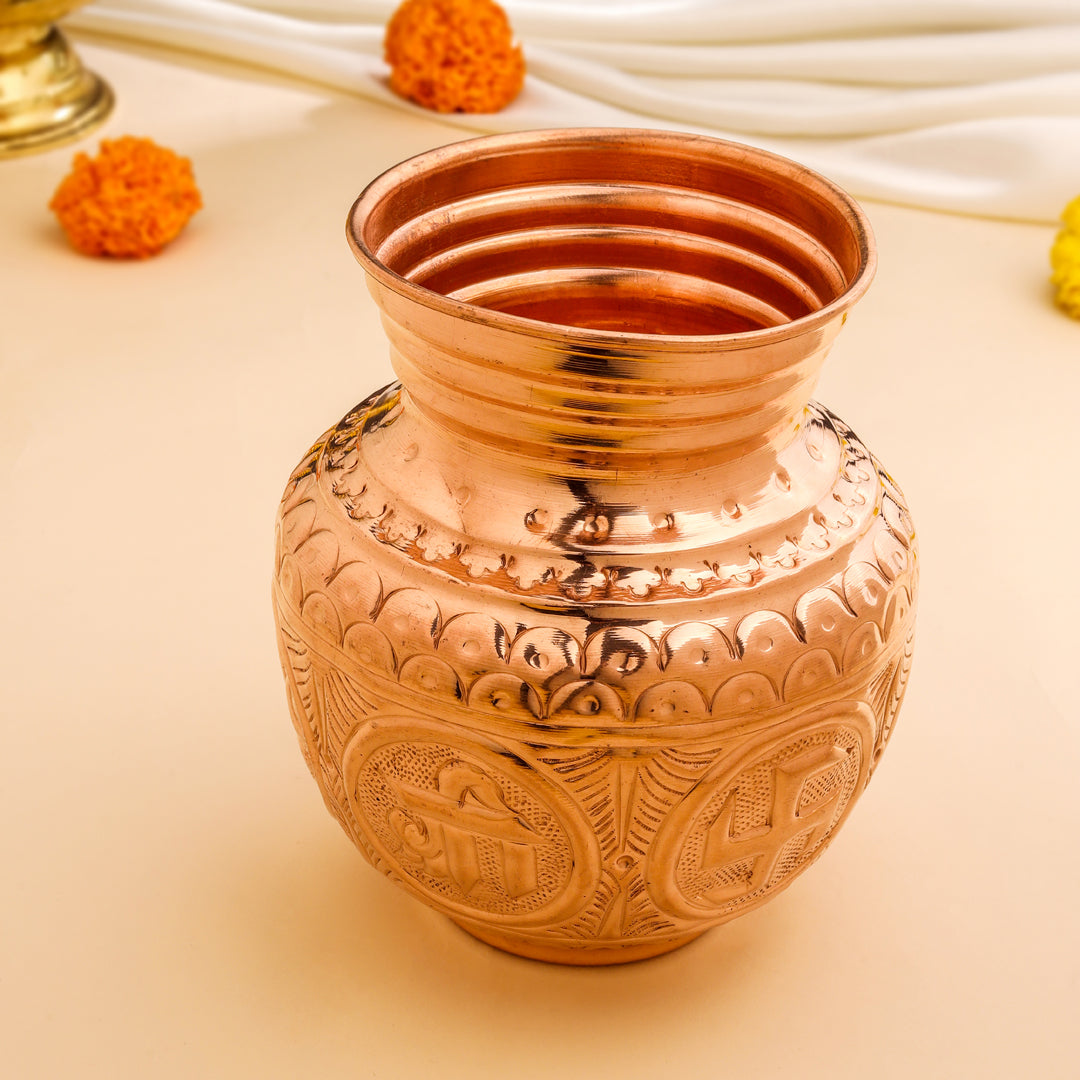 Copper Ashtalakshmi Pooja Kalash (4.2 Inch) Vedansh Craft