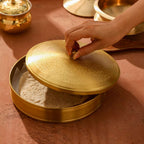 Brass Matt Finish Roti/Chapati box (4.5 Inch) Vedansh Craft