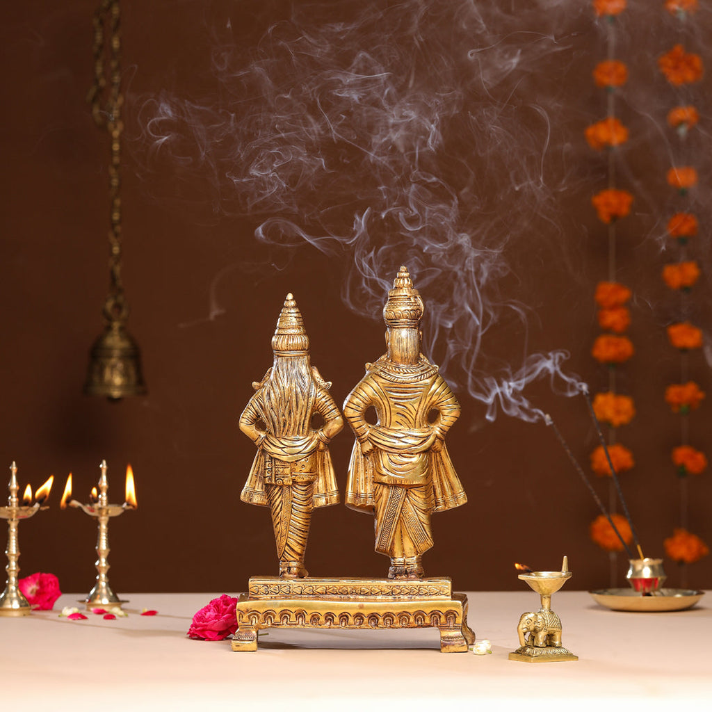 Brass Vitthal Rukmini Statue (13.5 Inch) Vedansh Craft
