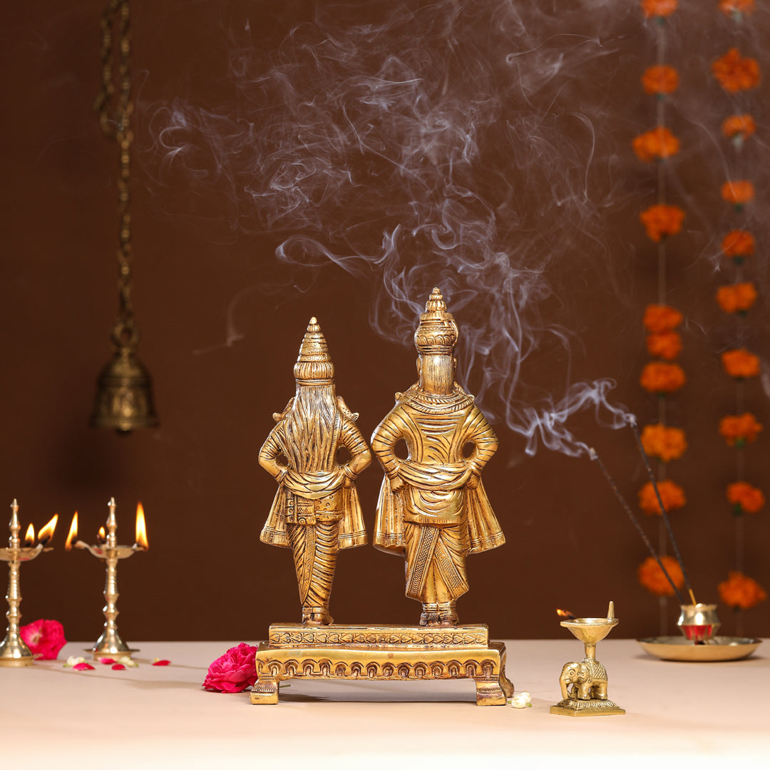 Brass Vitthal Rukmini Statue (13.5 Inch) Vedansh Craft