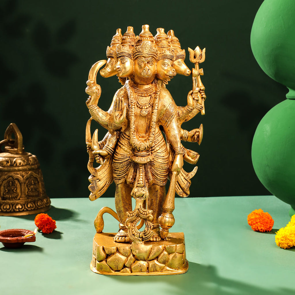 Brass Panchmukhi Standing Hanuman Idol (18 Inch) Vedansh Craft