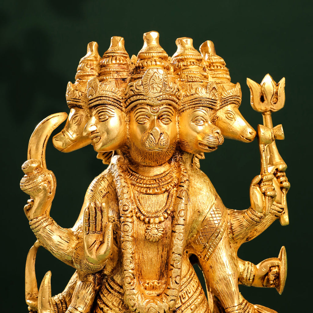 Brass Panchmukhi Standing Hanuman Idol (18 Inch) Vedansh Craft