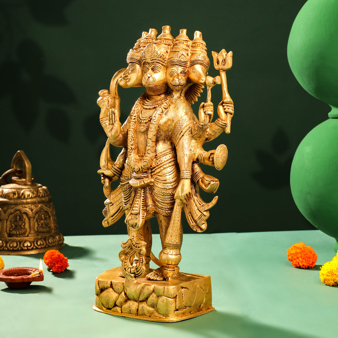 Brass Panchmukhi Standing Hanuman Idol (18 Inch) Vedansh Craft