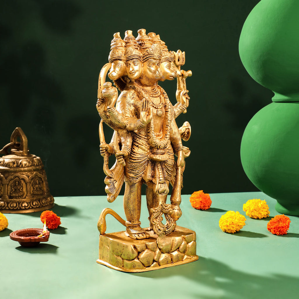 Brass Panchmukhi Standing Hanuman Idol (18 Inch) Vedansh Craft