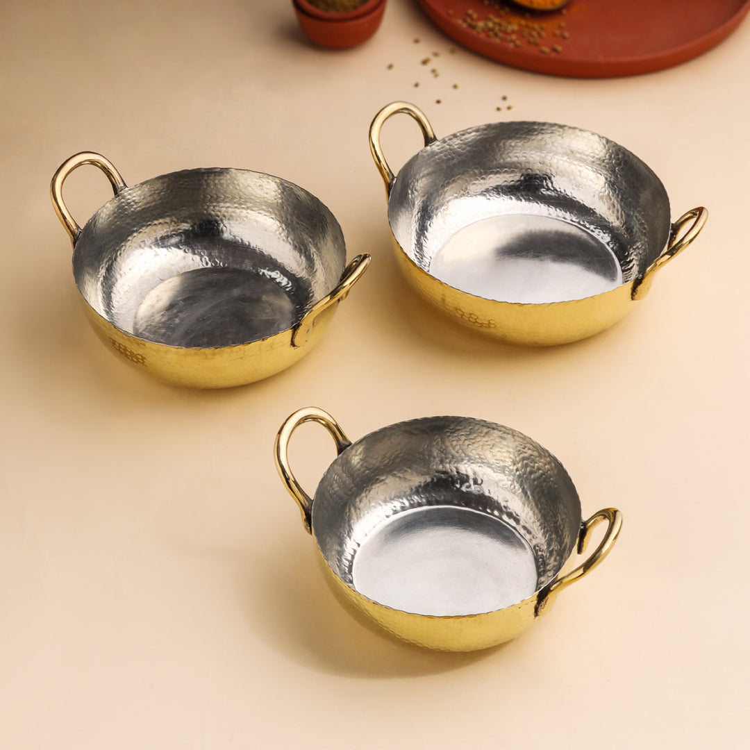 Brass Kadhai Set Of Three Vedansh Craft