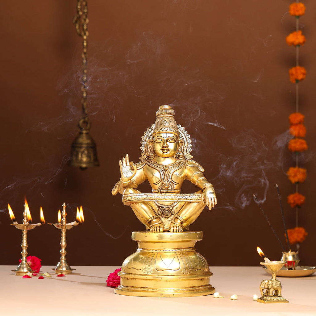 Brass Lord Ayyappa/Ayyappan Idol (14 Inch) Vedansh Craft