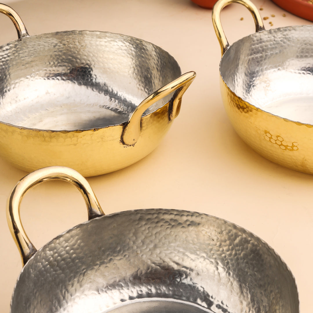 Brass Kadhai Set Of Three Vedansh Craft