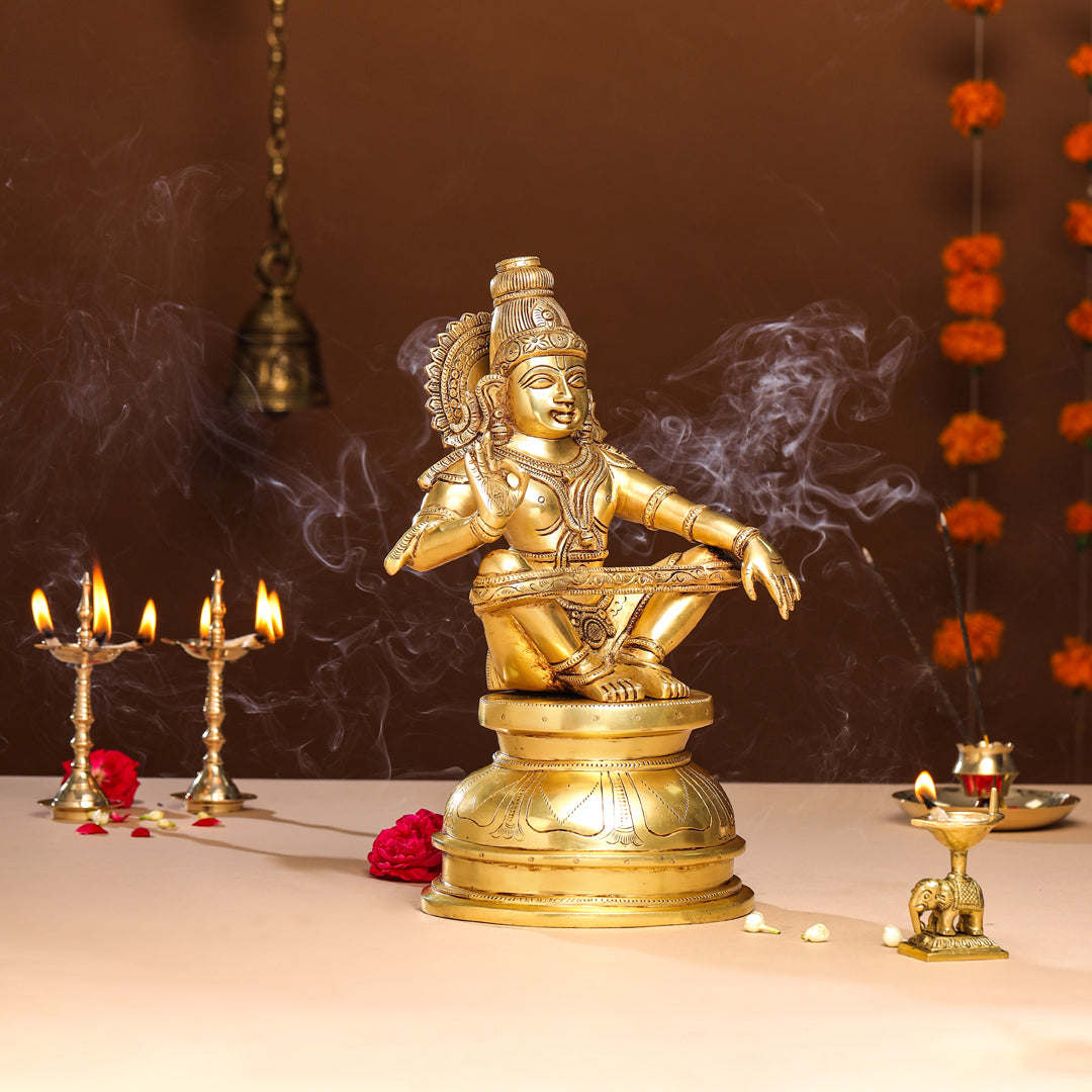 Brass Lord Ayyappa/Ayyappan Idol (14 Inch) Vedansh Craft
