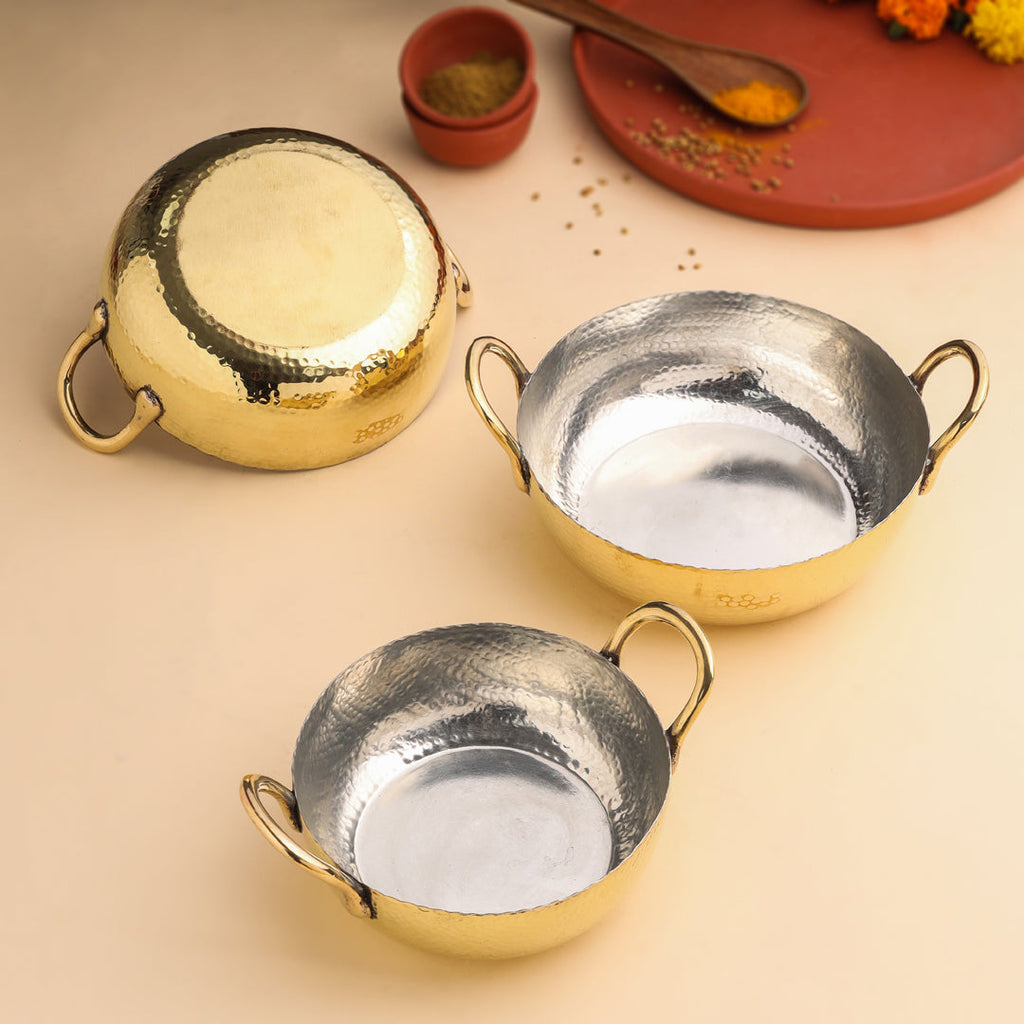 Brass Kadhai Set Of Three Vedansh Craft