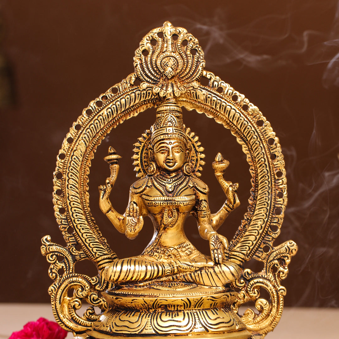 Brass Goddess Sitting Lakshmi Idol (11.2 Inch) Vedansh Craft