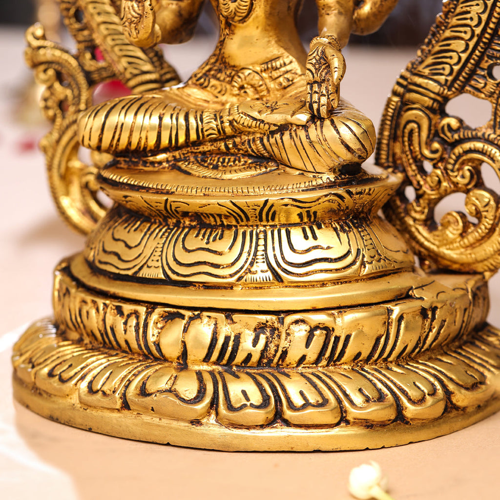Brass Goddess Sitting Lakshmi Idol (11.2 Inch) Vedansh Craft