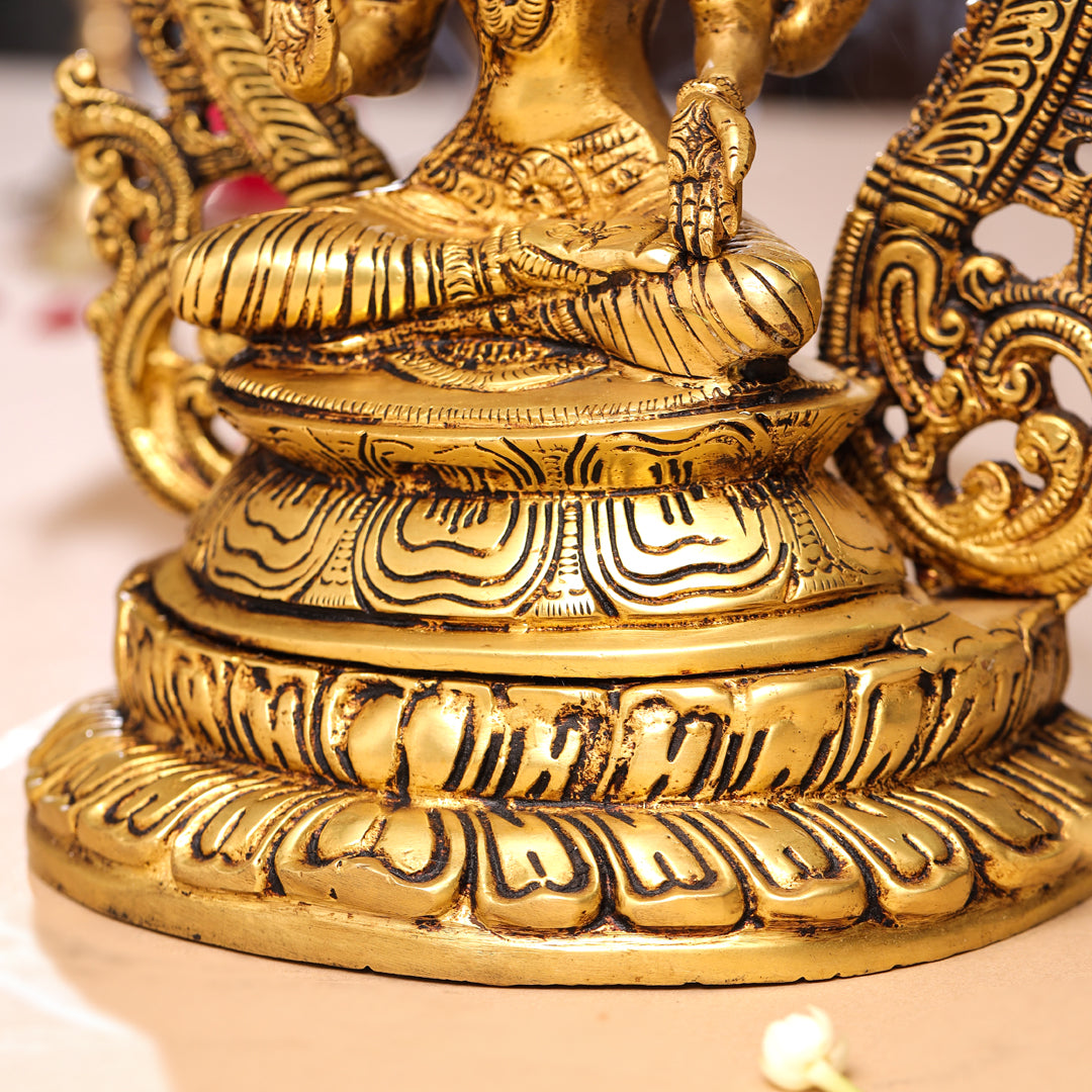 Brass Goddess Sitting Lakshmi Idol (11.2 Inch) Vedansh Craft